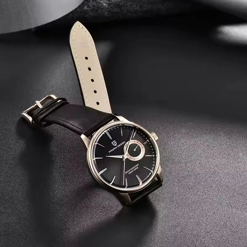 Men’s Quartz Watch – Waterproof Leather Strap Sports Wristwatch
