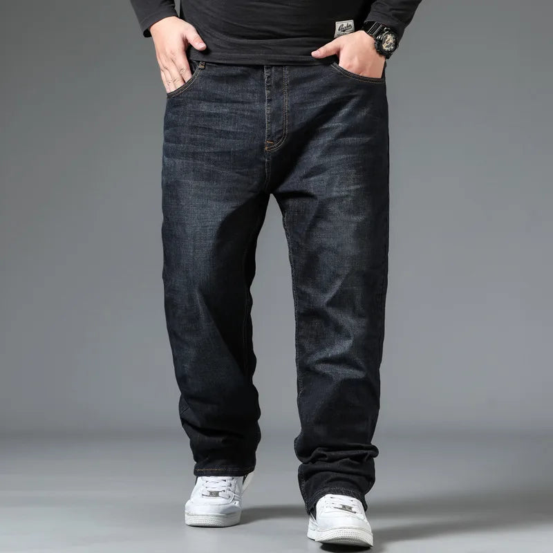 10XL Men's Loose Black Denim - High Waist