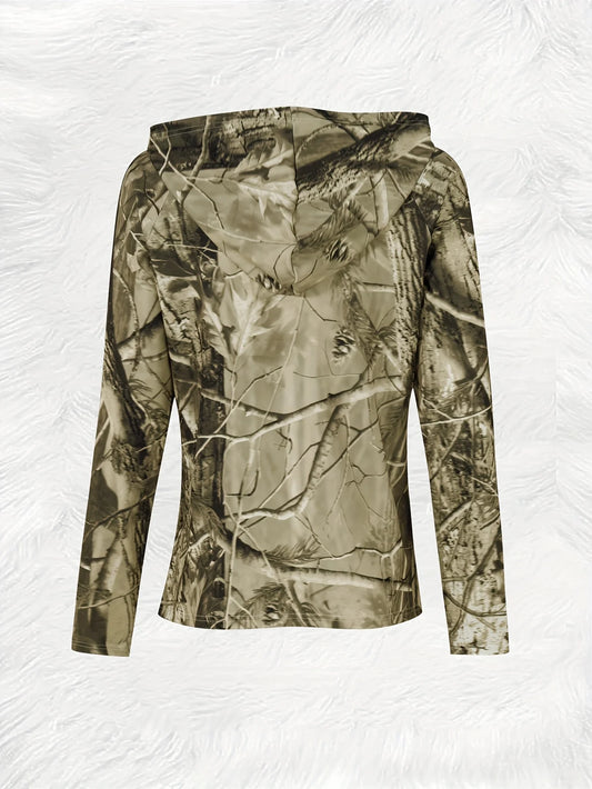 Branches Pattern Full Print Zip-Up Hoodie