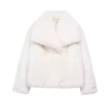 Women's Loose Fit Faux Fur Stand Collar Jacket