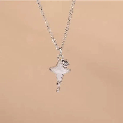 Silver Color Long Tassel Pendant Bow Necklaces