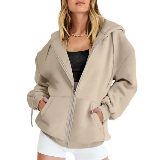 Women's Autumn Fleece Zip Up Hoodie Sweatshirt