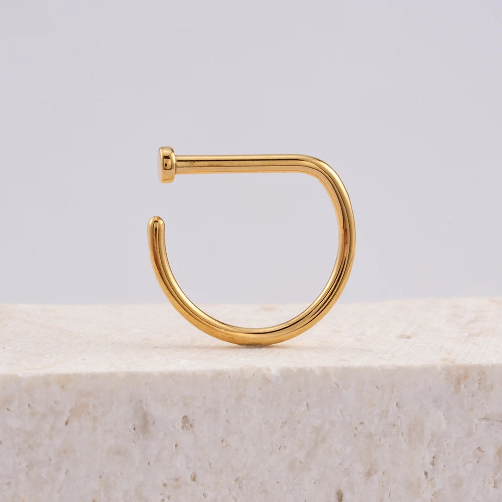 5PCS 20G Titanium Open D Shape Nose Ring Hoop