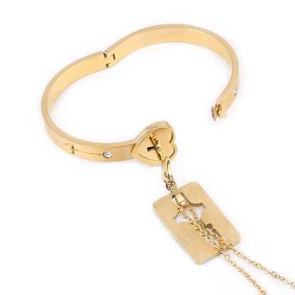 Couple Heart Lock & Key Necklace Bracelet Set – Stainless Steel Love Pendant Choker