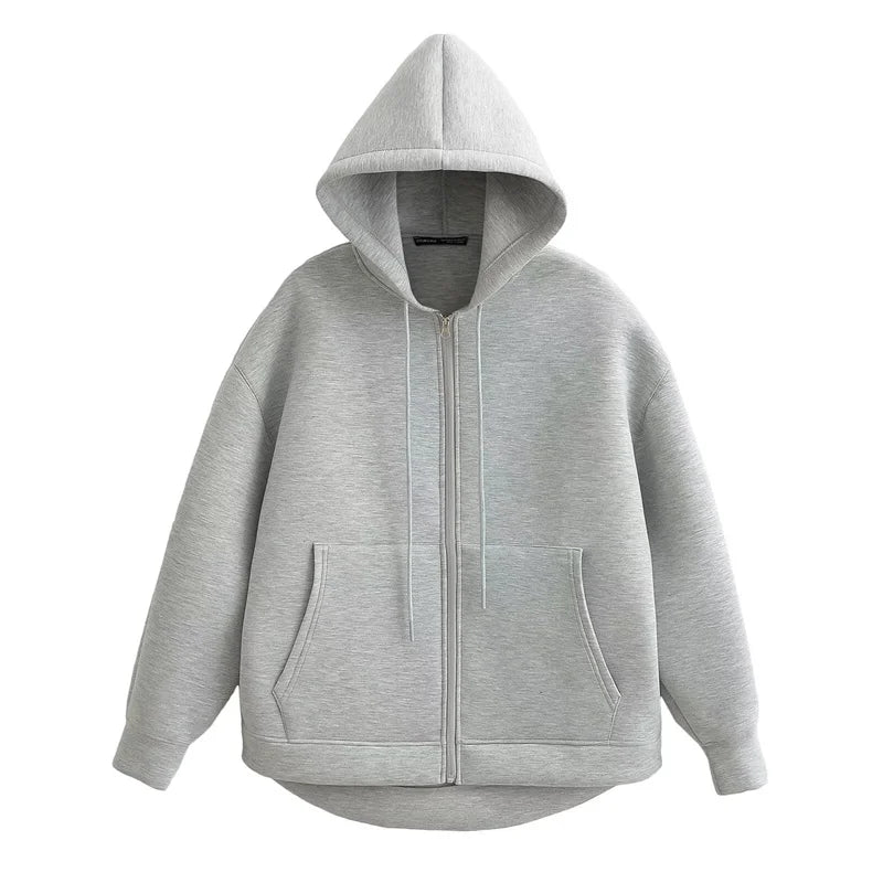 Women Streetwear Solid Hoodie Sweatshirts