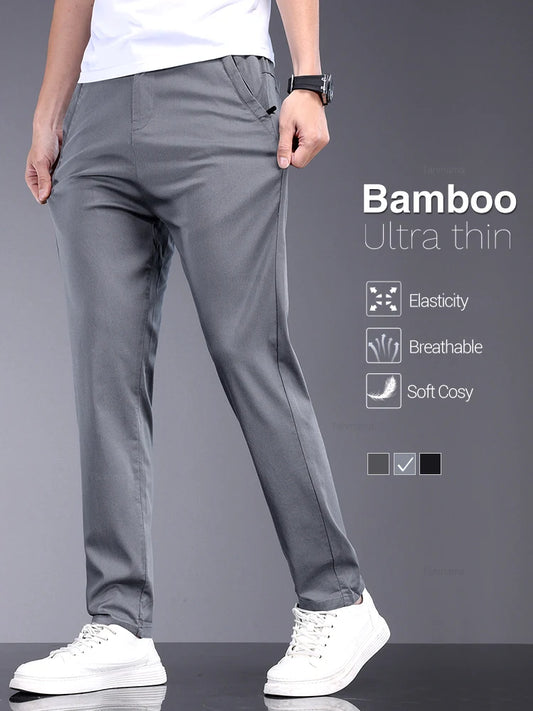 Pantalon décontracté d'été en fibre de bambou pour hommes