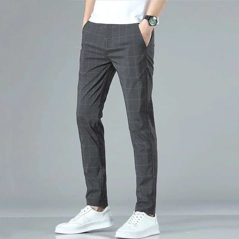 Men's Ice Silk Straight Elastic Waist Formal Pants
