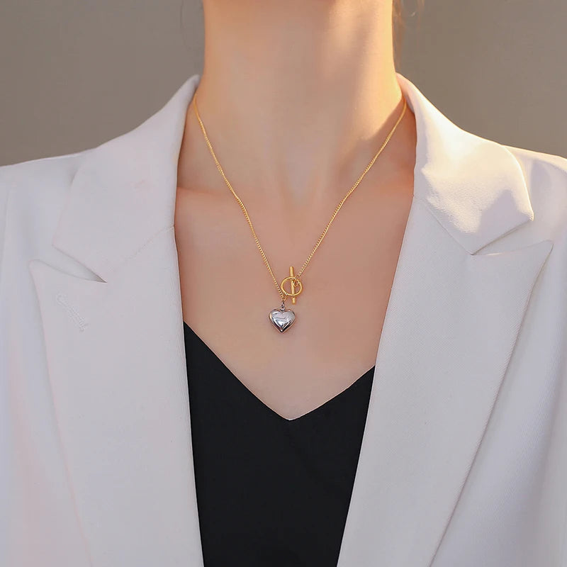 Titanium Steel Love Heart Necklace for Women