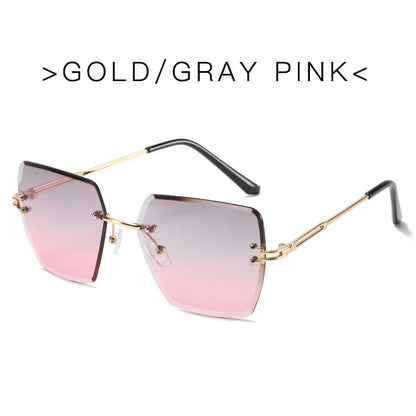 Women's Retro Summer Oversized Rimless Sunglasses