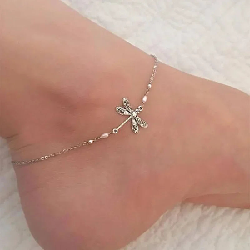 charm ankle bracelet, gold charm ankle bracelet, gold ankle bracelet with charms, pandora ankle chains