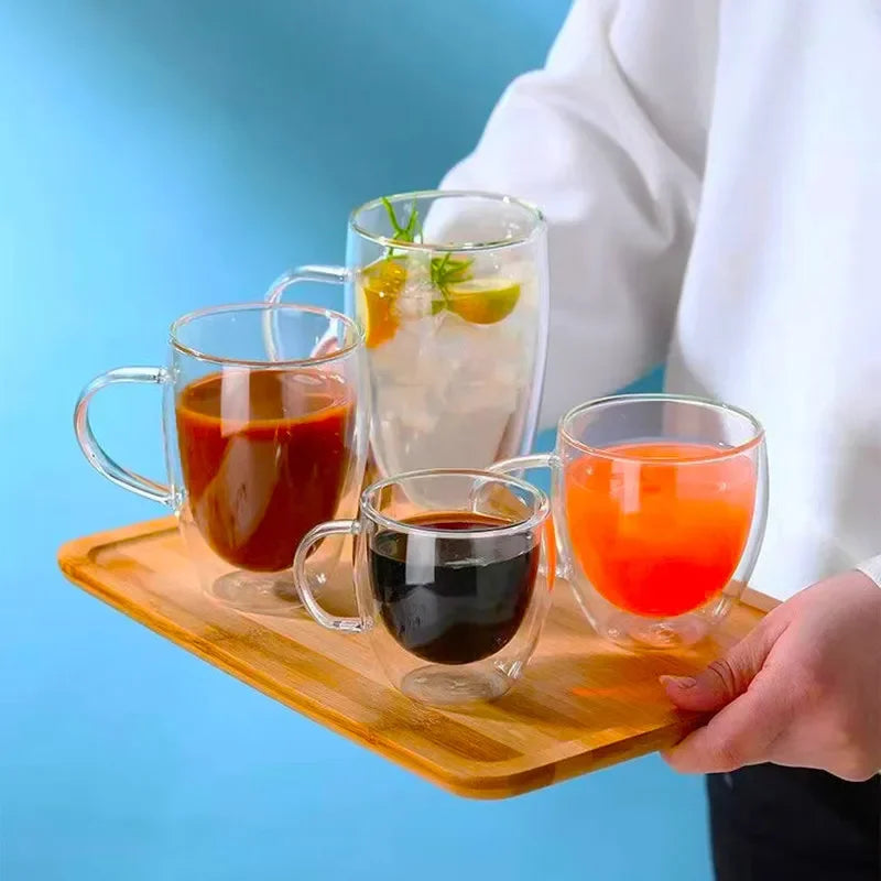 Heat-Resistant Transparent Double-Wall Glass Cup