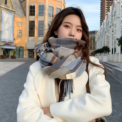 Women's Warm Autumn Winter Plaid Neckerchief Scarf