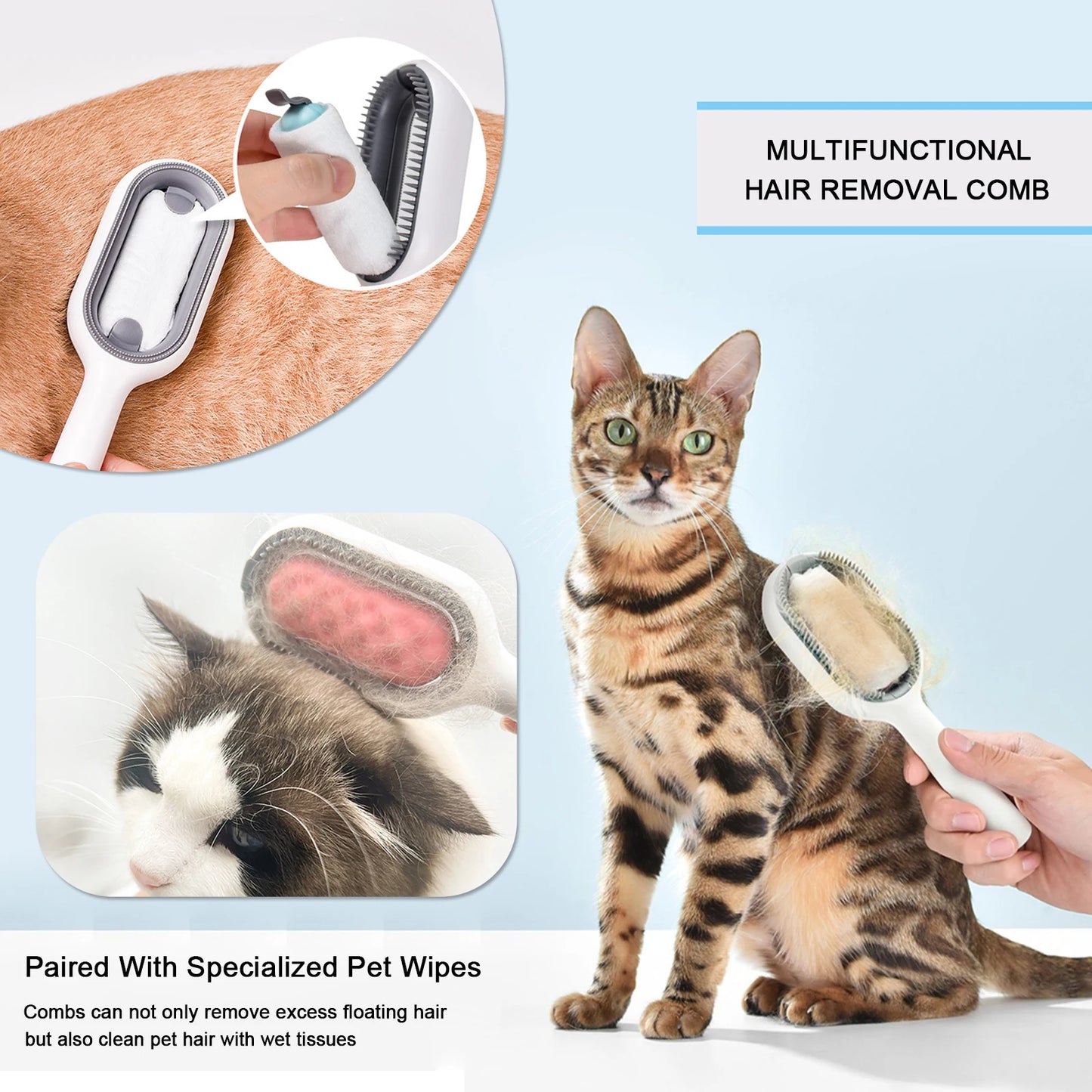 Peigne de nettoyage Double face pour chat, épilateur de poils de chat, brosse de toilettage pour animaux de compagnie