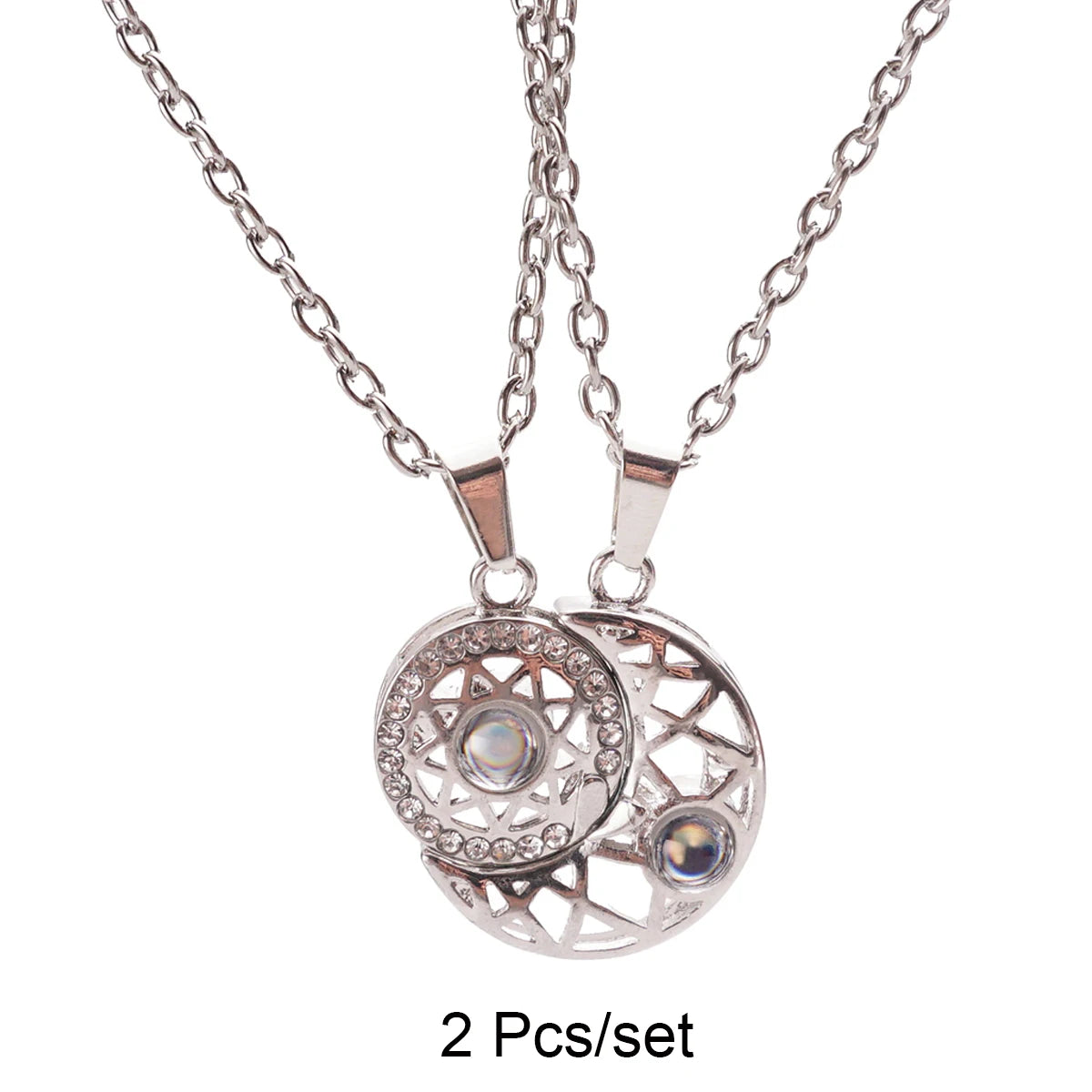 2 herzförmige Magnet-Panda-Halsketten