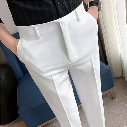 Pantalon de costume slim taille haute pour hommes