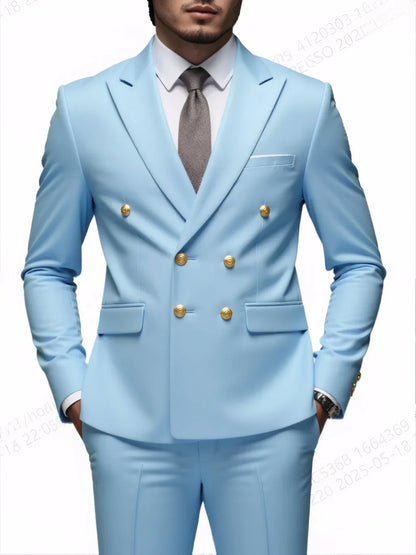 Men Classical Korean Style 2 Pcs Suit Set