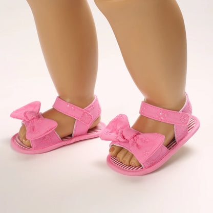 Baby Mädchen Sandalen mit Schleife, atmungsaktiv, flach, Prinzessin, weiche Sohle