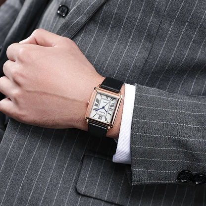 Montre d'affaires à quartz pour hommes avec bracelet en cuir