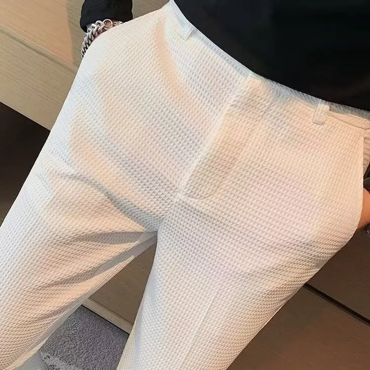 Pantalon de costume décontracté d'affaires coupe ajustée de style britannique pour hommes