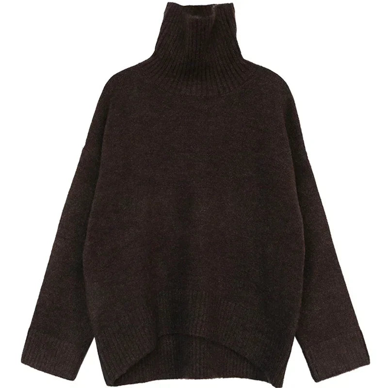 Schicker, lockerer Rollkragen-Strickpullover