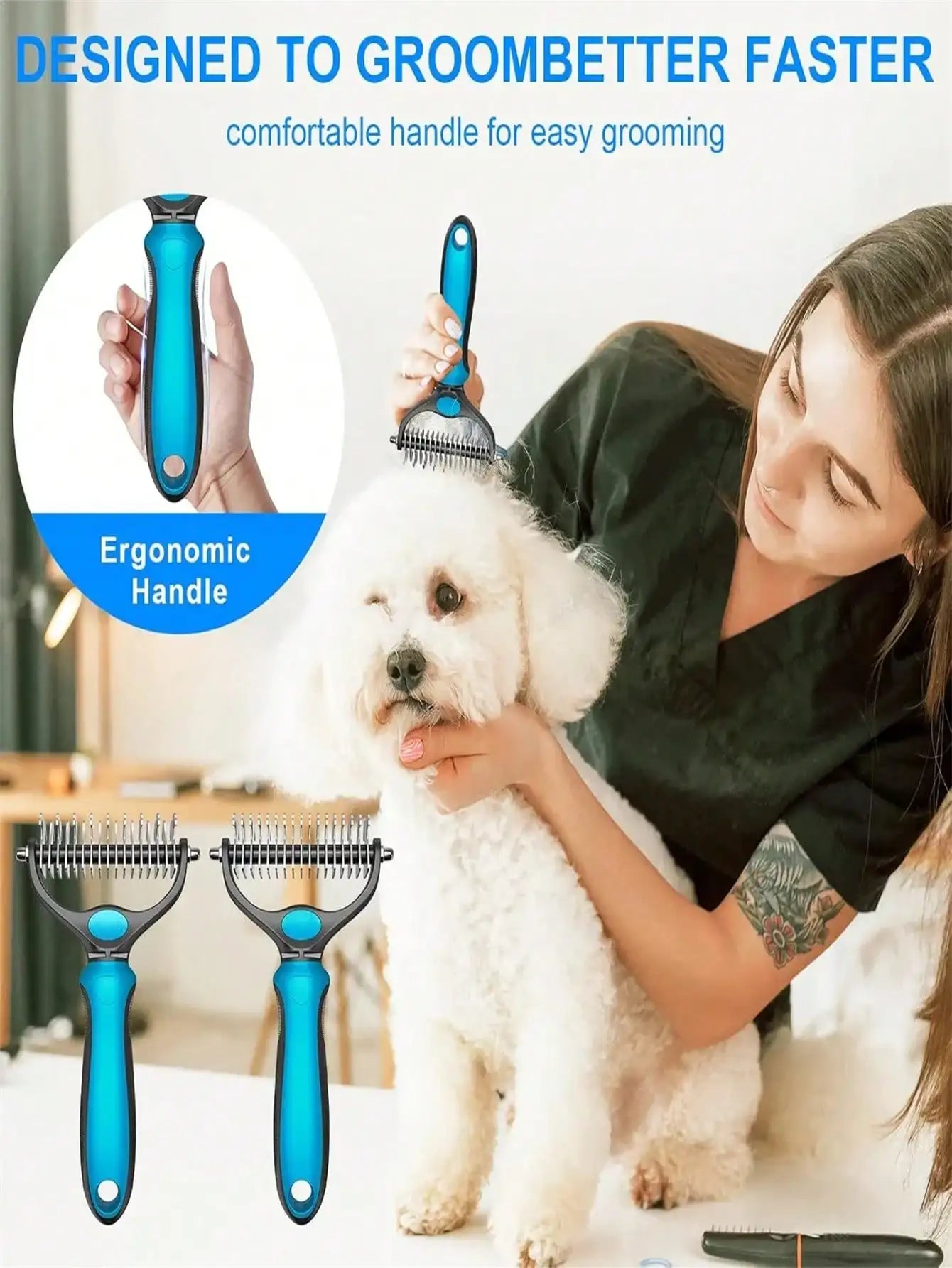 Professional Fur Knot Cutter  Double Sided Dog Undercoat Brush