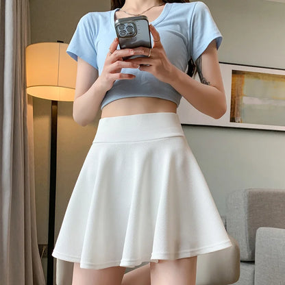 Women's Soft Black Flare Bubble Short Skirt