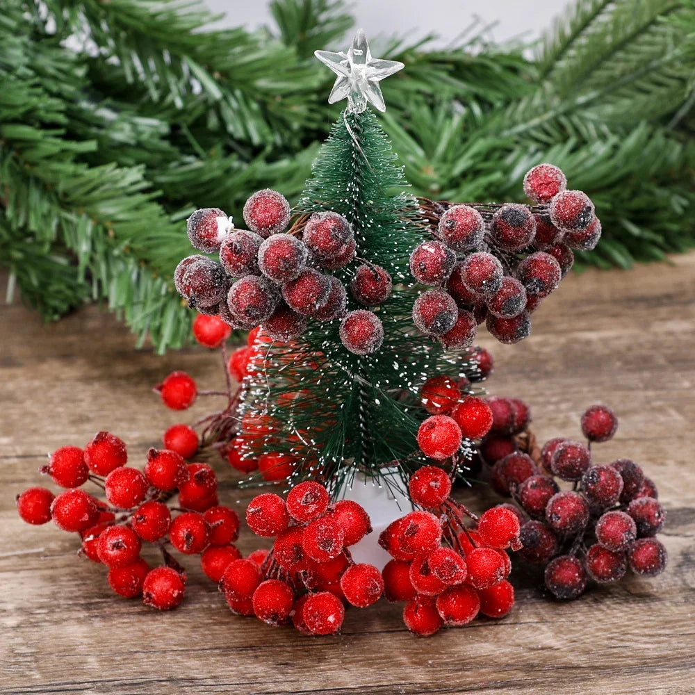 100/20Pcs Artificial Frosted Holly Berries for DIY