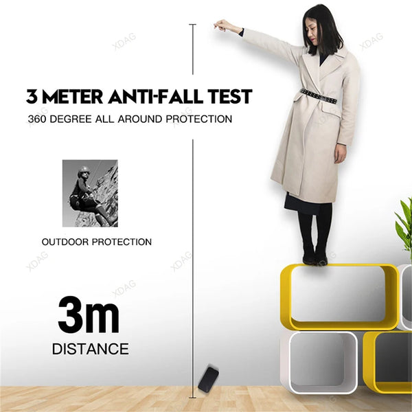 Ultra thin anti-fall bumper phone case showing camera lens protection and matte finish.