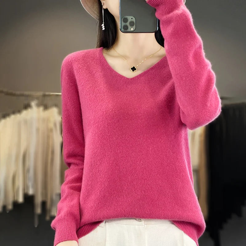 100% Merino Wool V-Neck Sweater