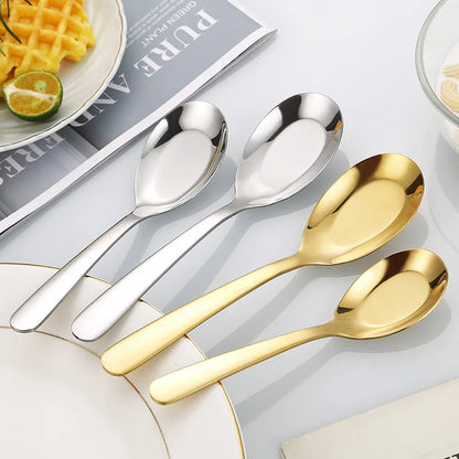 stainless steel flat spoon thickened eating spoon.