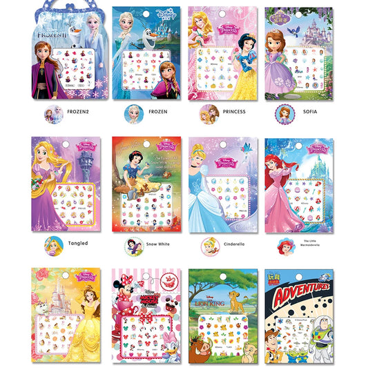 Autocollants de maquillage pour ongles, dessin animé Disney, princesse la reine des neiges, ourson, blanche-neige, Minnie Mickey, point de sirène, jouet pour enfants, DIY bricolage