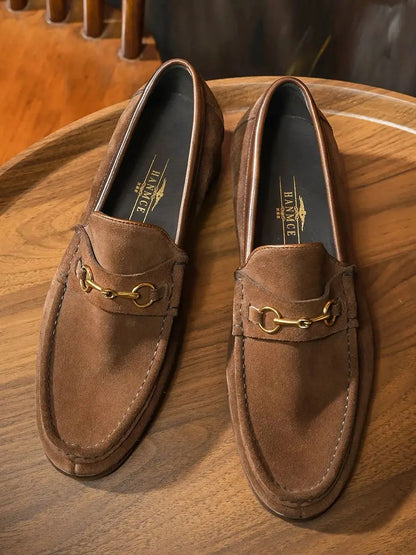 Mocassins à enfiler en cuir véritable pour hommes, chaussures d'été