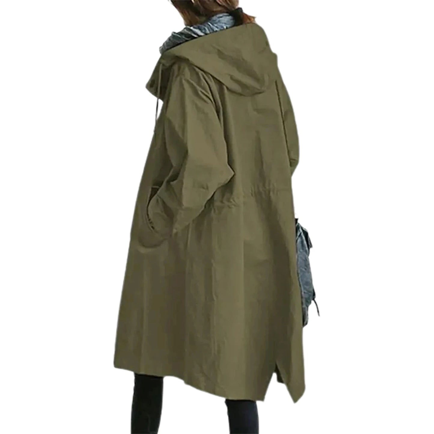 Women's Long Trench Windbreaker Loose Hooded Temperament Raincoat