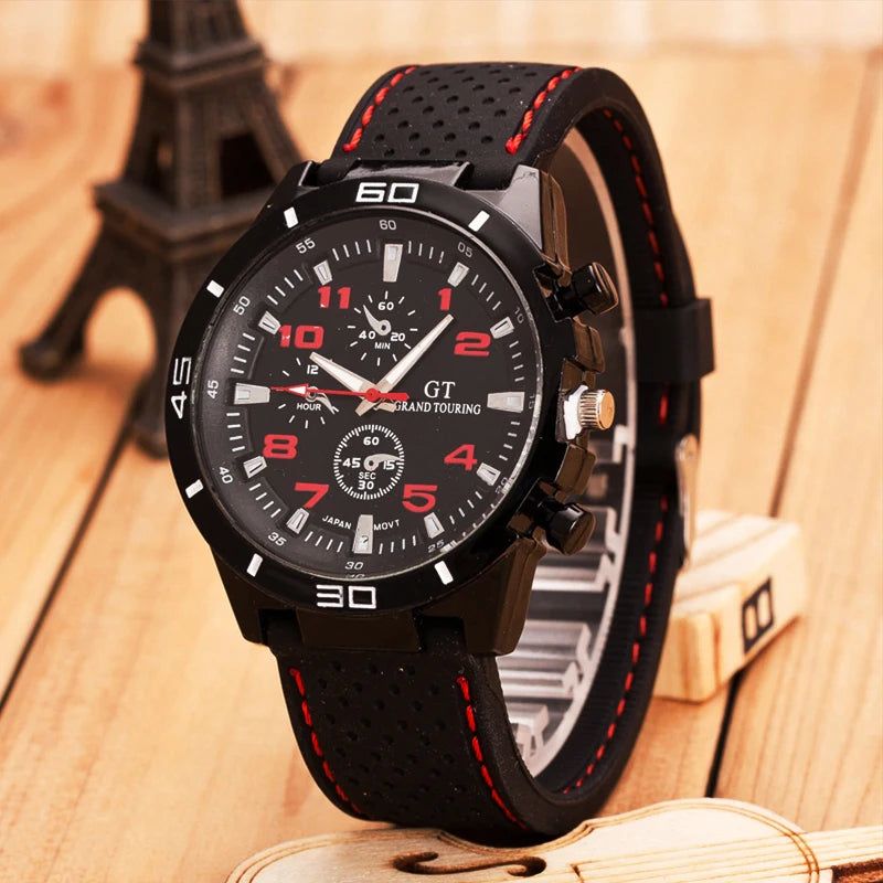 Runde Herren-Sportarmbanduhr im Militär-Stil