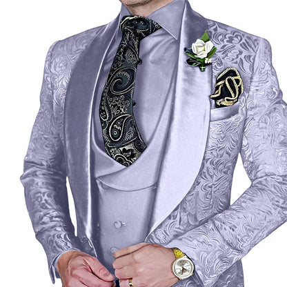 High-Quality Jacquard Men's 3-Piece Suit Set