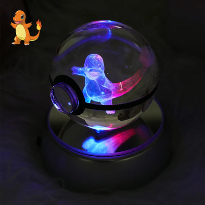 Pokemon 3D Kristallkugel Pikachu - Gengar Mew Mewtwo Figuren Lampensockel Pokeball - 3D Pokemon Glaskugel