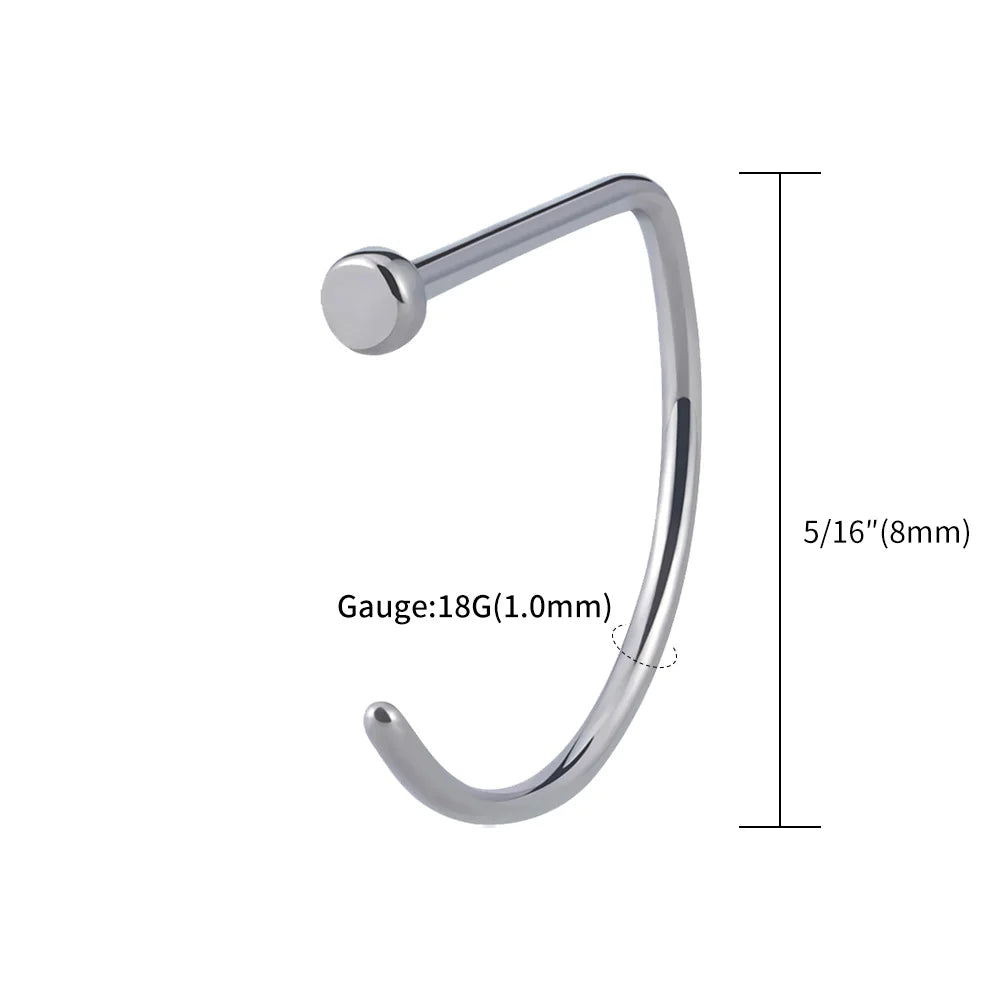 5PCS 20G Titanium Open D Shape Nose Ring Hoop