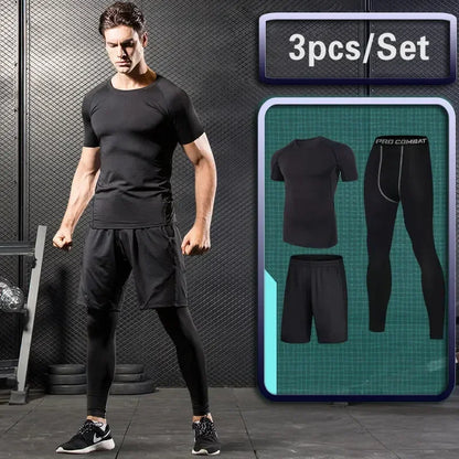 Men Rashguard Compression Set Gym Running Fitness Wear