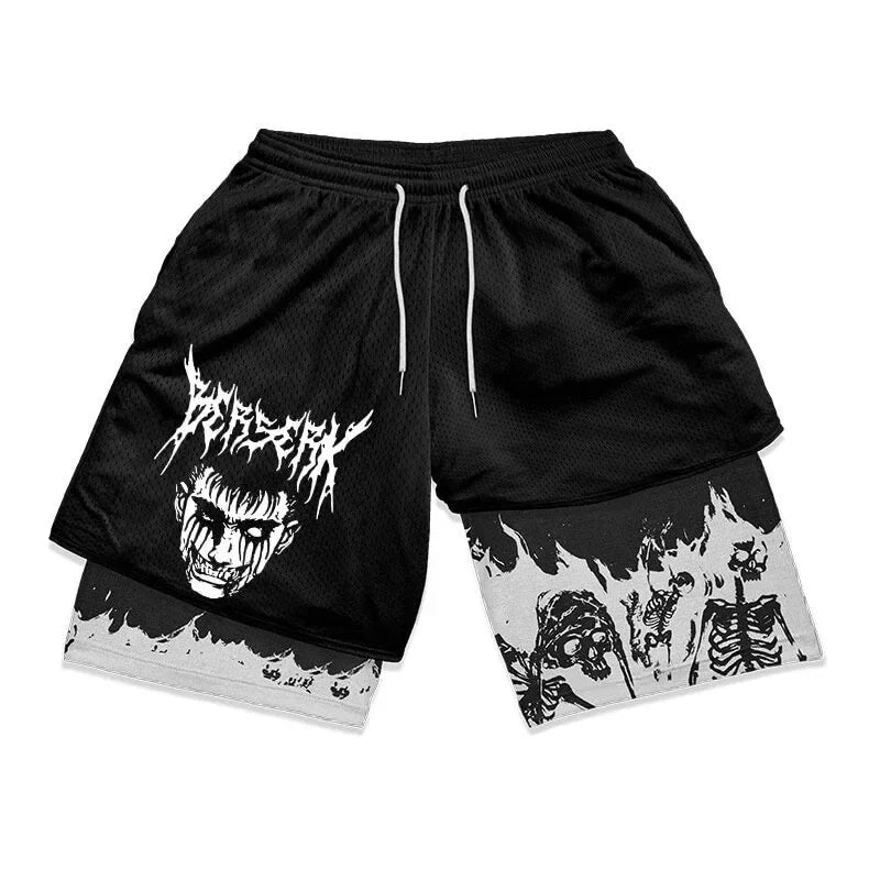 2-in-1-Turnshorts mit Berserker-Print für Herren