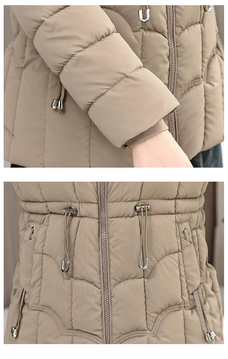 Parka d'hiver à capuche matelassée en coton pour femme