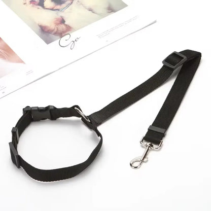 Ceinture de sécurité pour animaux de compagnie deux en un de couleur unie - Laisse en nylon Ceinture de sécurité pour siège arrière Accessoires pour animaux de compagnie 