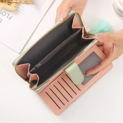 Pu Leather Card Holder Large Capacity Hasp Zipper Coin Purse
