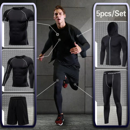 Men Rashguard Compression Set Gym Running Fitness Wear
