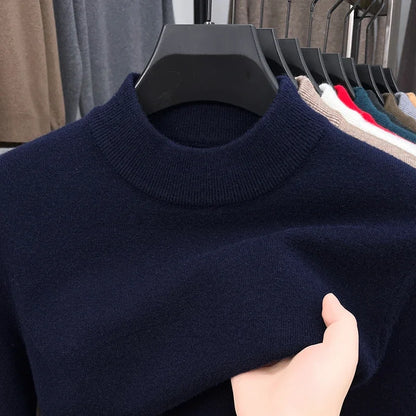 Knitwear Sweater Autumn/Winter Mock Neck  Pullovers Casual Mens Clothing