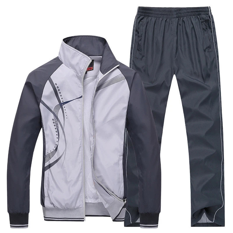 Men Sportswear Spring Autumn 2 Piece Tracksuit Jacket Pant