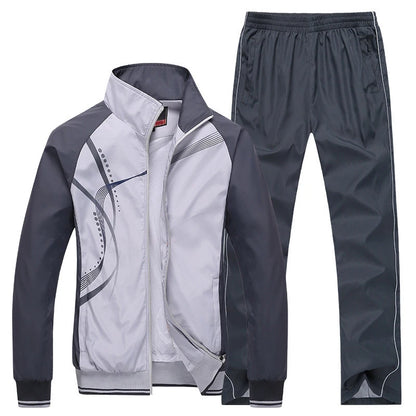 Men Sportswear Spring Autumn 2 Piece Tracksuit Jacket Pant