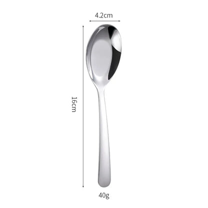 stainless steel flat spoon thickened eating spoon.