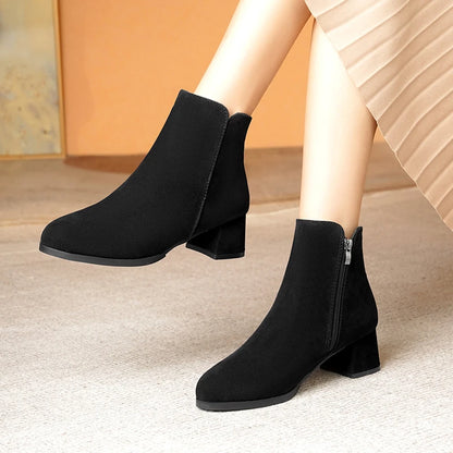 Women's Mid-Heel Wool Warm Ankle Boots