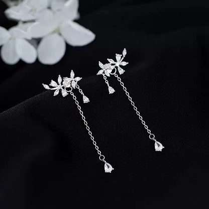 Women's Long Tassel Flower Earrings
