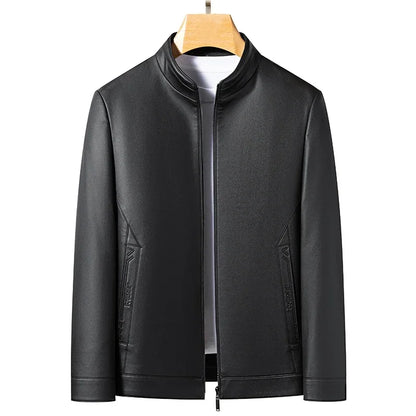 Autumn & Winter Men Stand Collar Leather Jacket